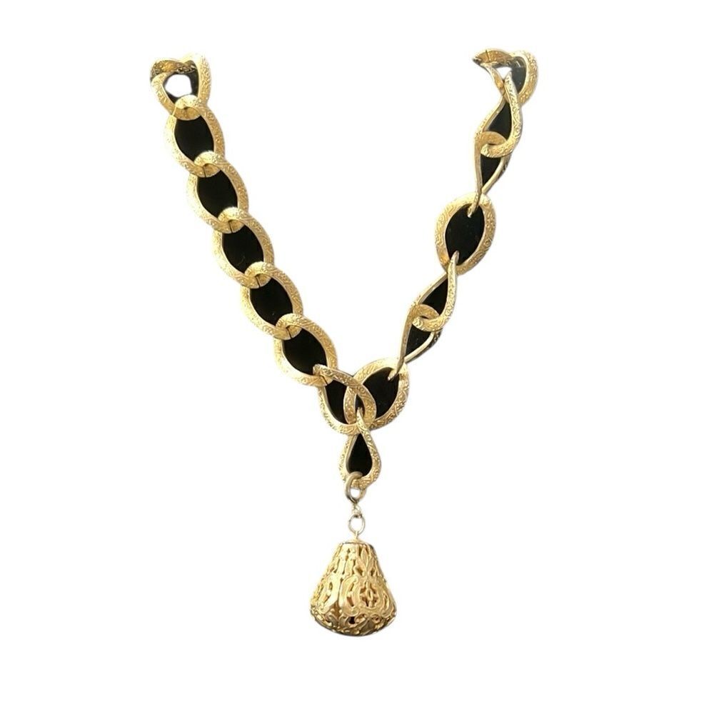Vintage Sarah Coventry gold chain necklace with pendant light signs of wear EVC